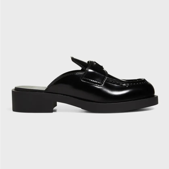 NIB Prada Leather Logo Loafer Mules - Picture 2 of 13